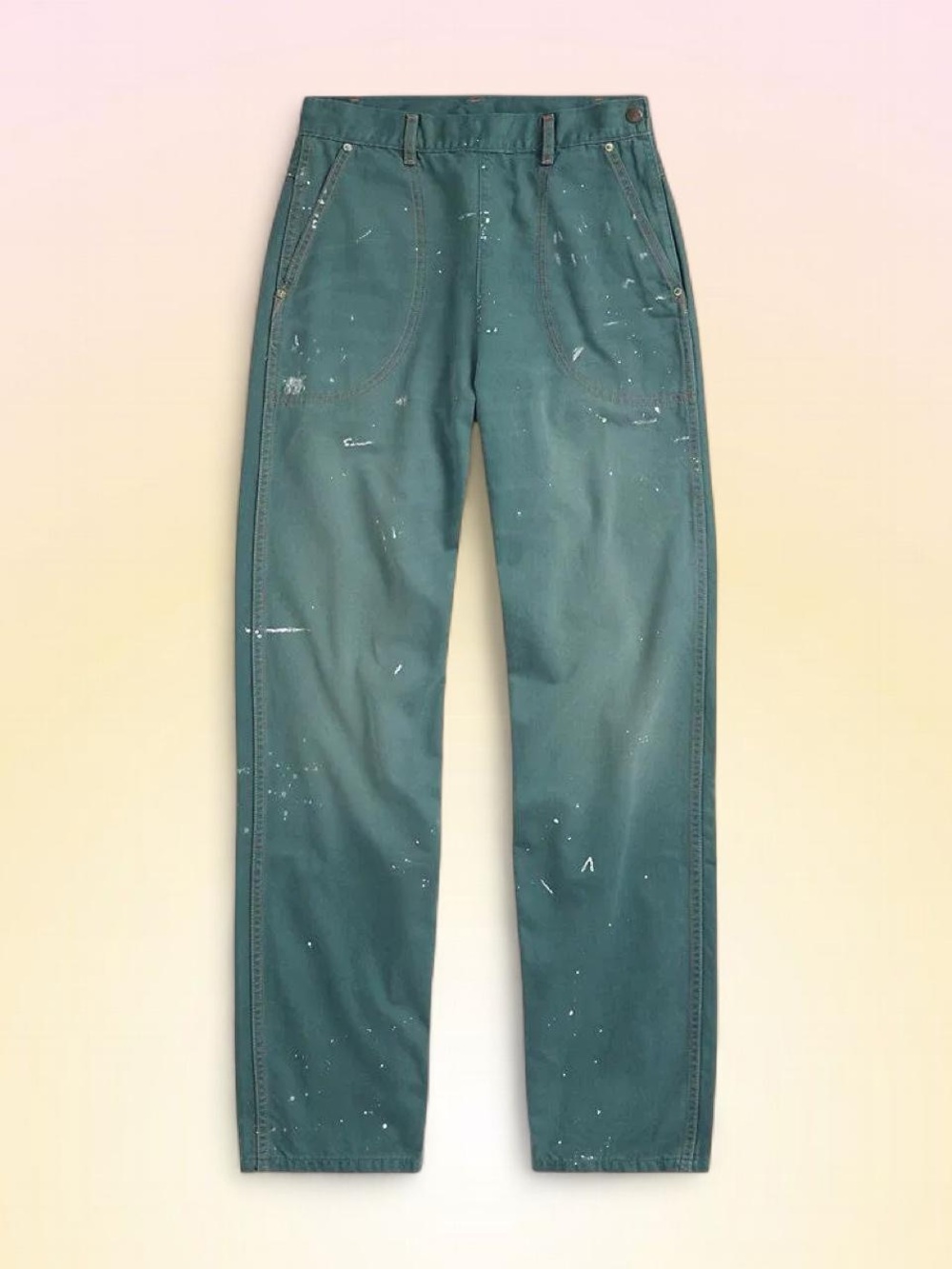 NWT Double RL Green Straight Leg Paint Splatter Pants